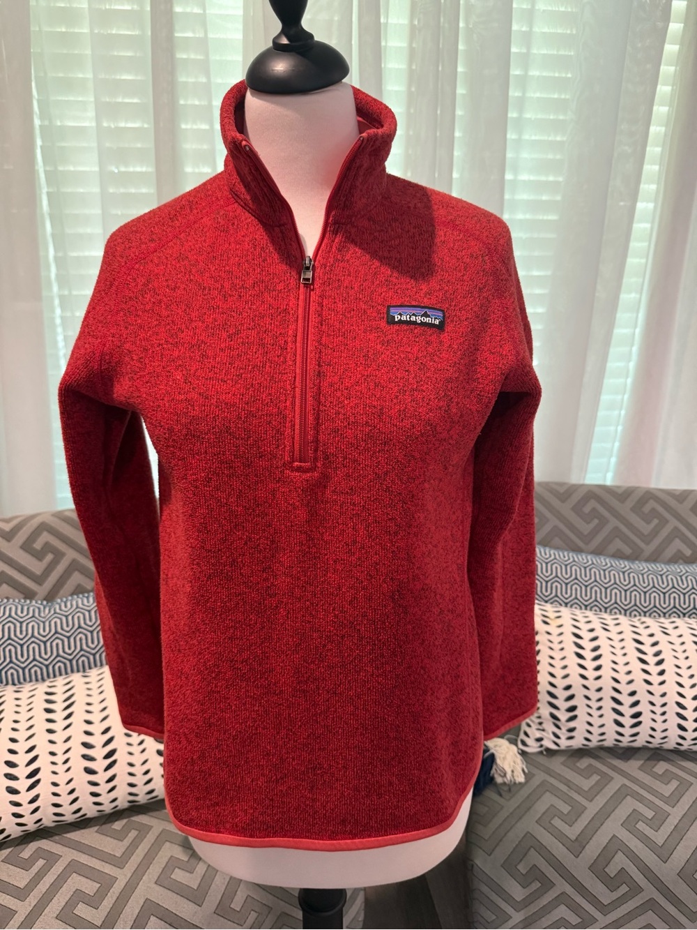 Patagonia Women's Better Sweater, Red Heather Half-Zip, size small